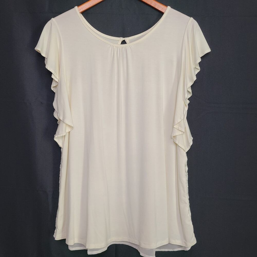 Matilda Jane Cream Ivory Lace Back Cap Flutterā Sleeve Top Tunic Boho Medium